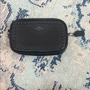Coach Black Leather crossbody clutch  with Stud Accents